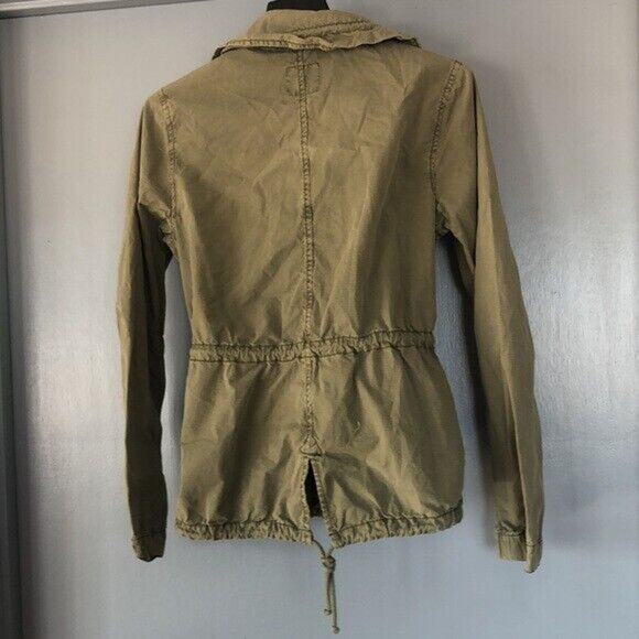 American Eagle outfitters Women Zip and Snap Jacket khaki long sleeved Med Y2K - Picture 2 of 6